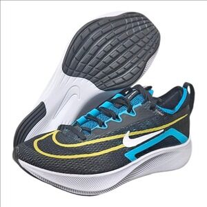Nike Zoom Fly 4 Flyknit Mens 7 Running Shoes Black Cyan Blue Yellow CT2392-004